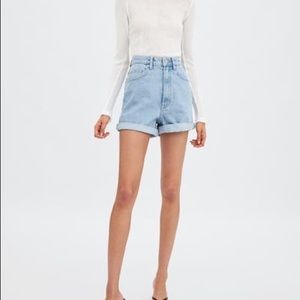 Mom fit denim shorts